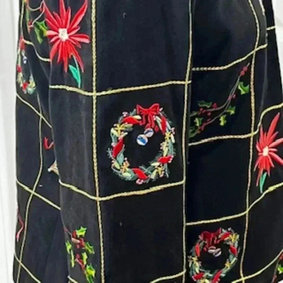 Mak New York Holiday Blazer Jacket With Christmas Embroidery Women’s Sz 4 - Picture 11 of 11